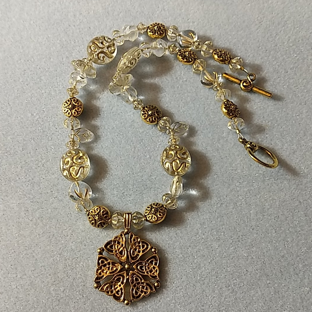 Goldtone beaded choker